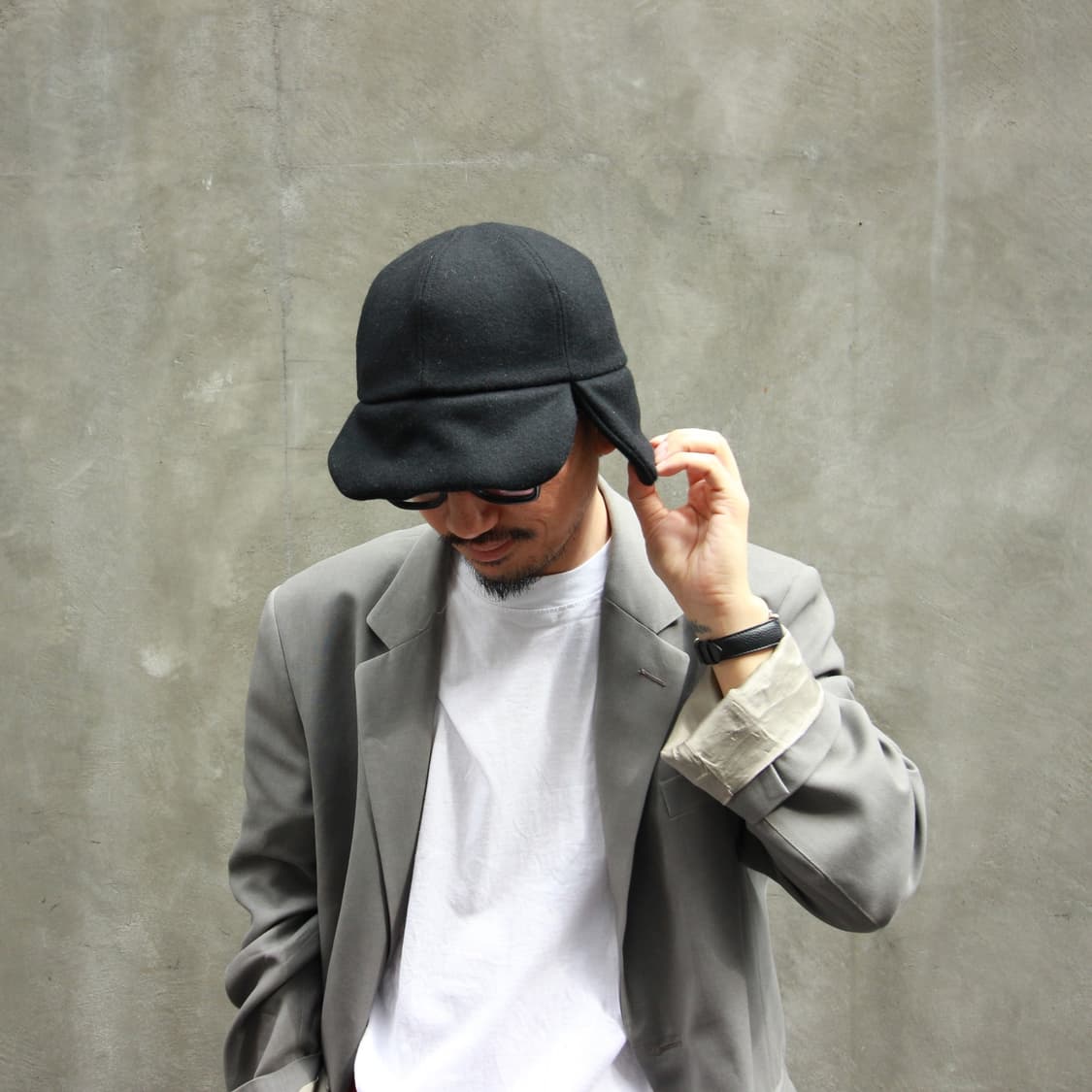 나인테일러 울 이어커프캡 울 트루퍼햇 블랙 상품이미지4