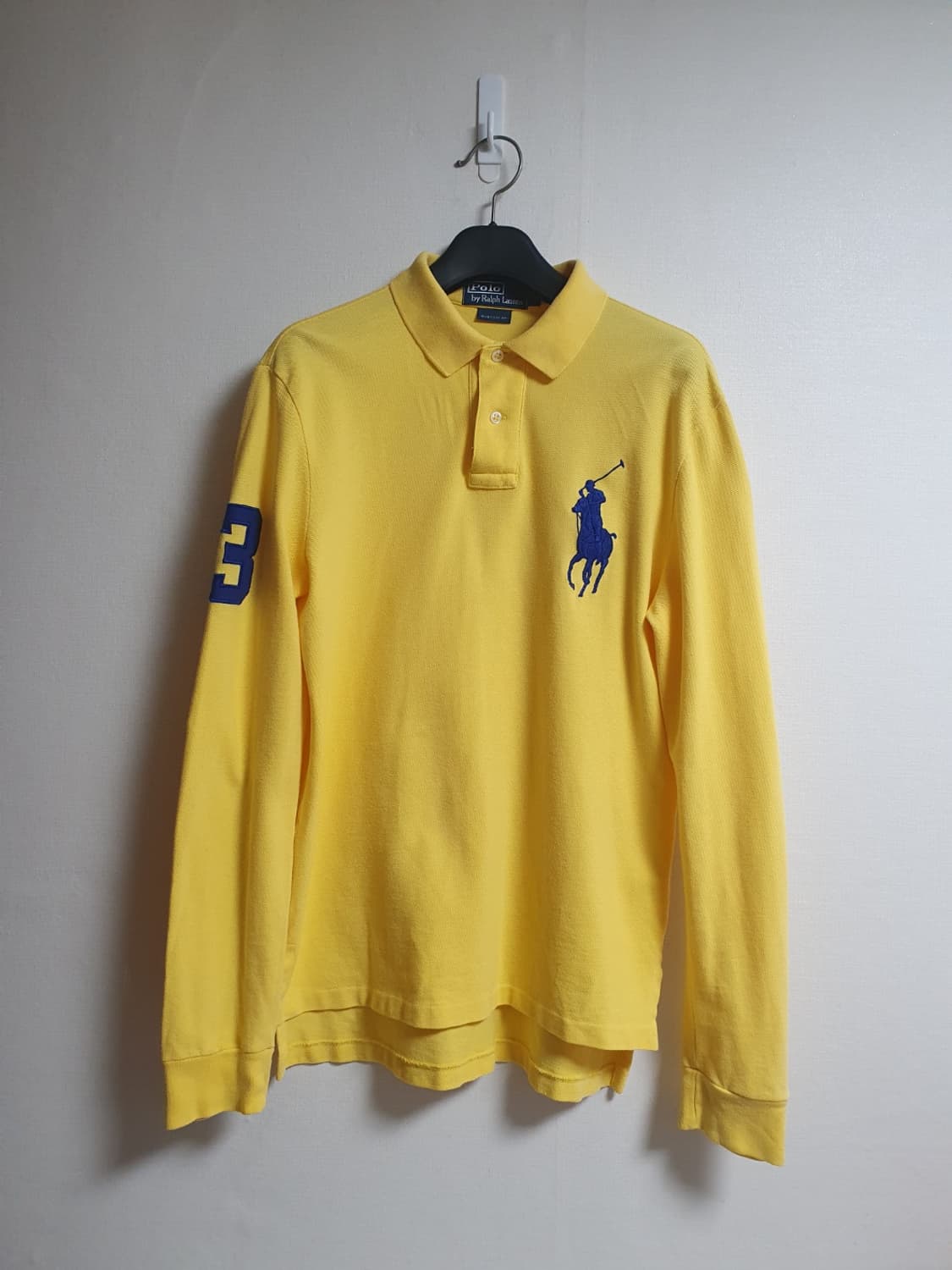 폴로랄프로렌 빅포니 긴팔 카라티 파스텔 옐로우 네이비 포니 M 상품이미지1
