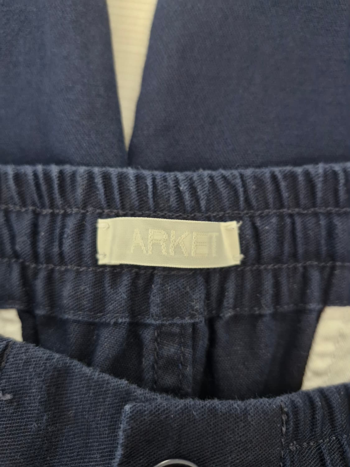 아르켓(ARKET)드로스트링 웨이스트밴드 린넨 팬츠 네이비 상품이미지5