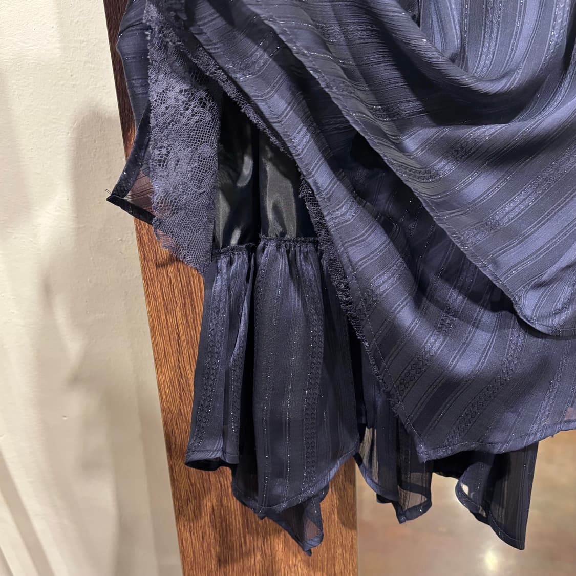 일본 빈티지 네이비 글리터 큐빅 리본 슬립 끈 원피스 갸루 상품이미지5