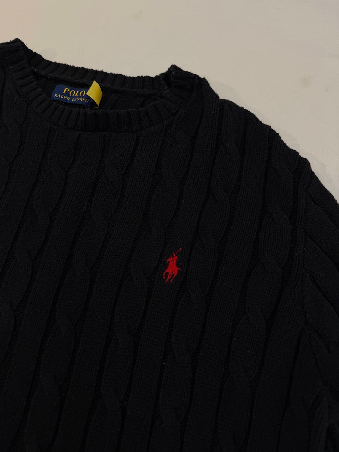 최신형) 폴로 랄프로렌 꽈배기 케이블 니트 블랙 상품이미지2