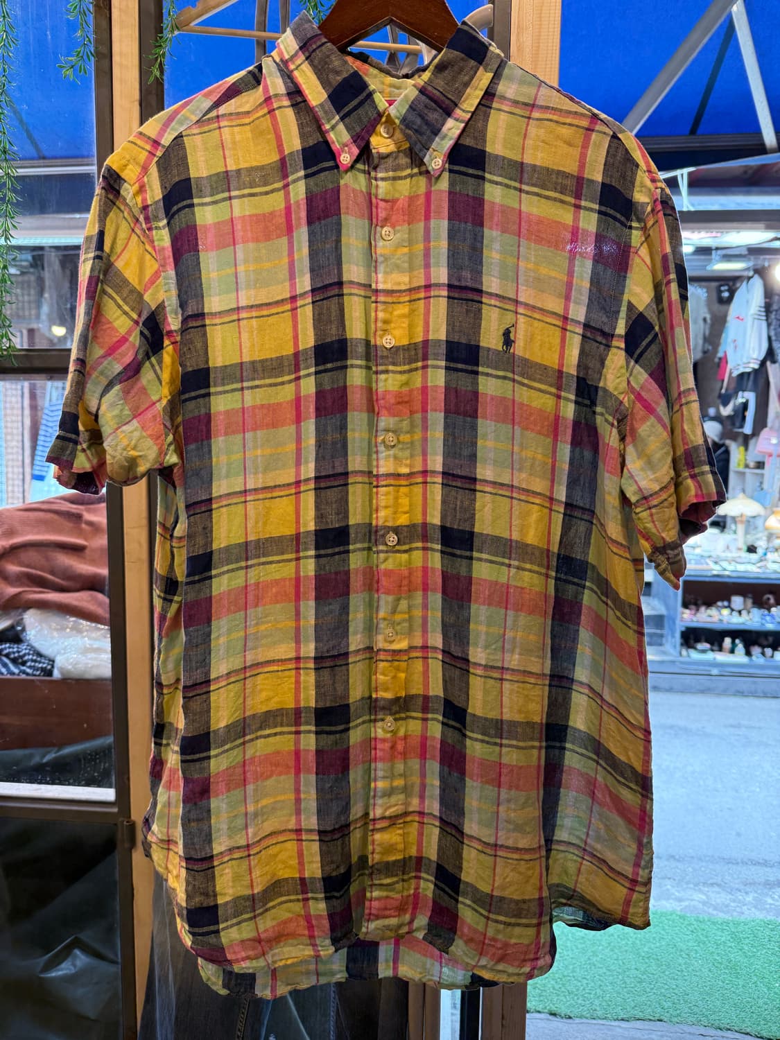 폴로 랄프로렌 네이비포니 멀티컬러 린넨 반팔셔츠 상품이미지1