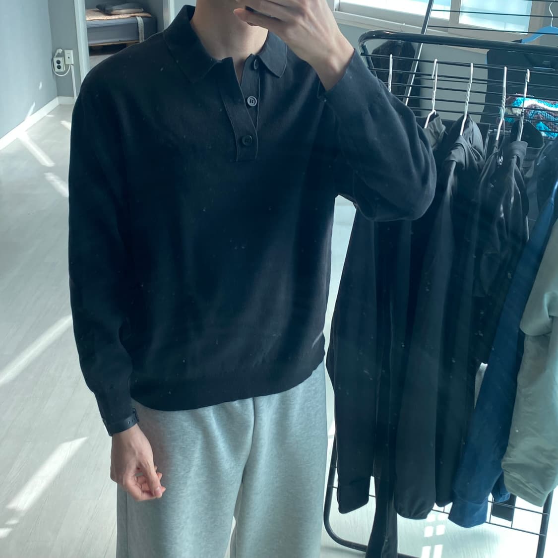 코스[COS] 폴로 카라 니트 블랙 L 상품이미지2