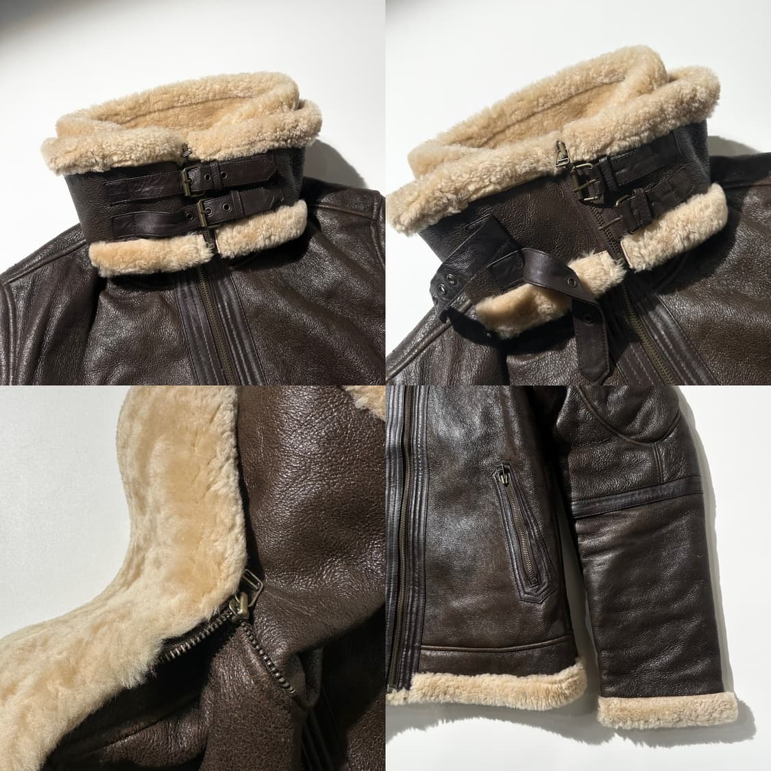 WHA IN 레이어드 카라 램스킨 시어링 무스탕 봄버 자켓 상품이미지5