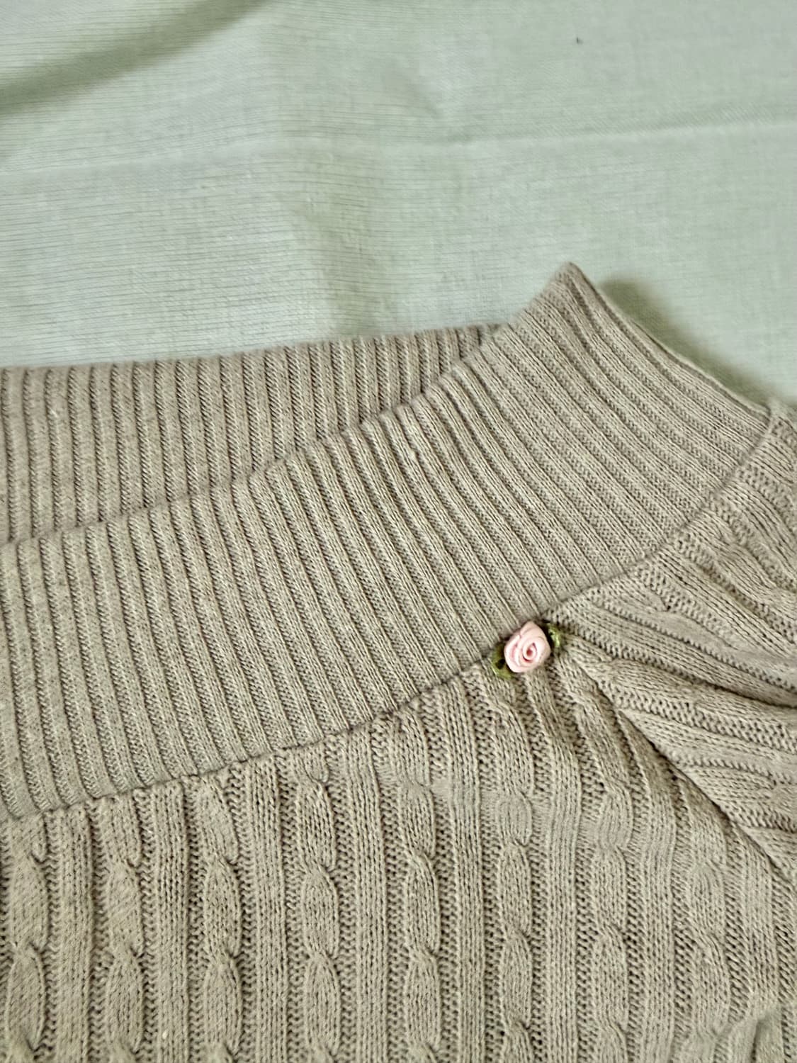 골지 베이지 오프숄더 니트 상품이미지2