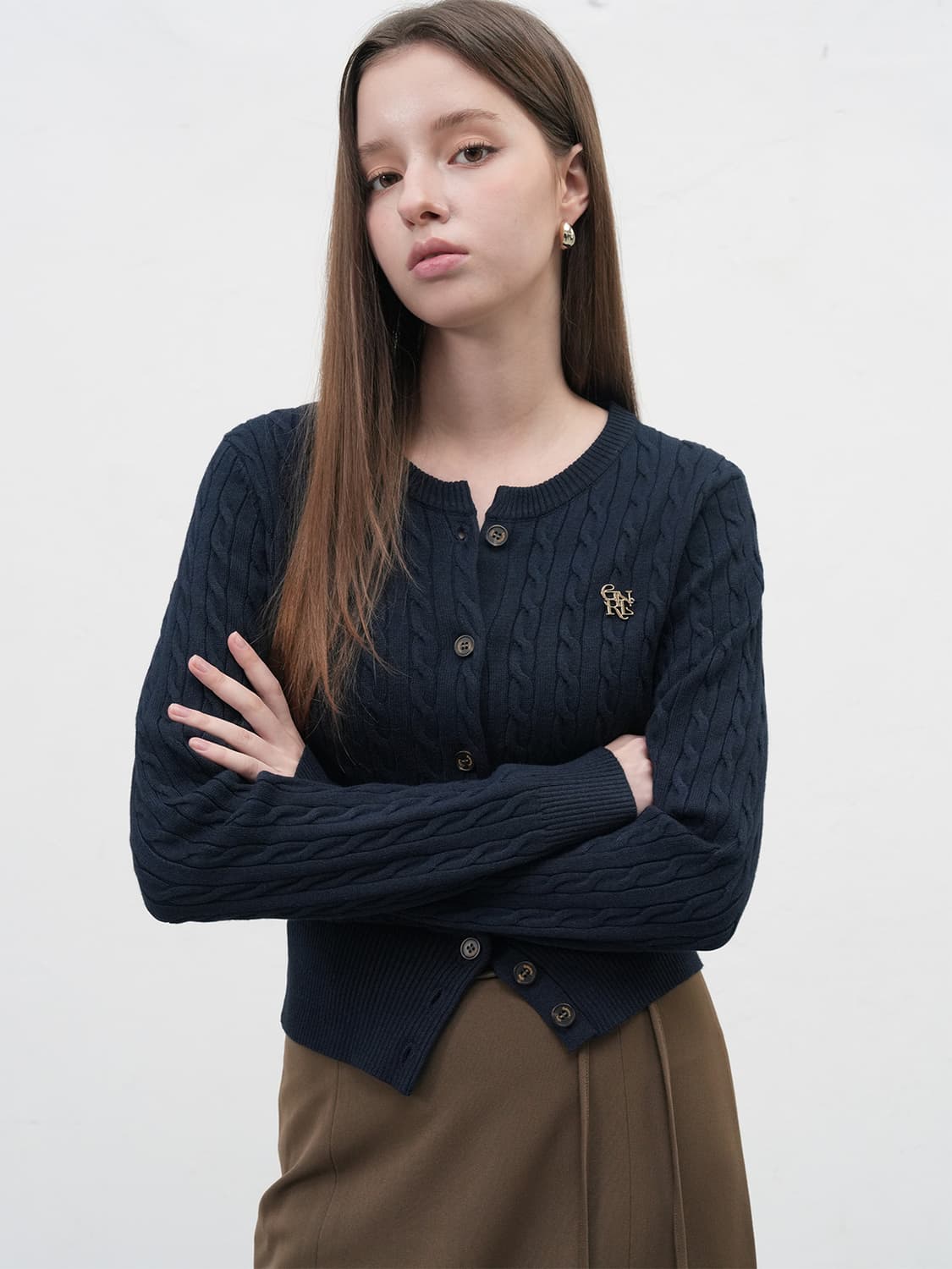 [새상품] 제너럴아이디어 시그니처 슈퍼파인 울 케이블 니트가디건 상품이미지1