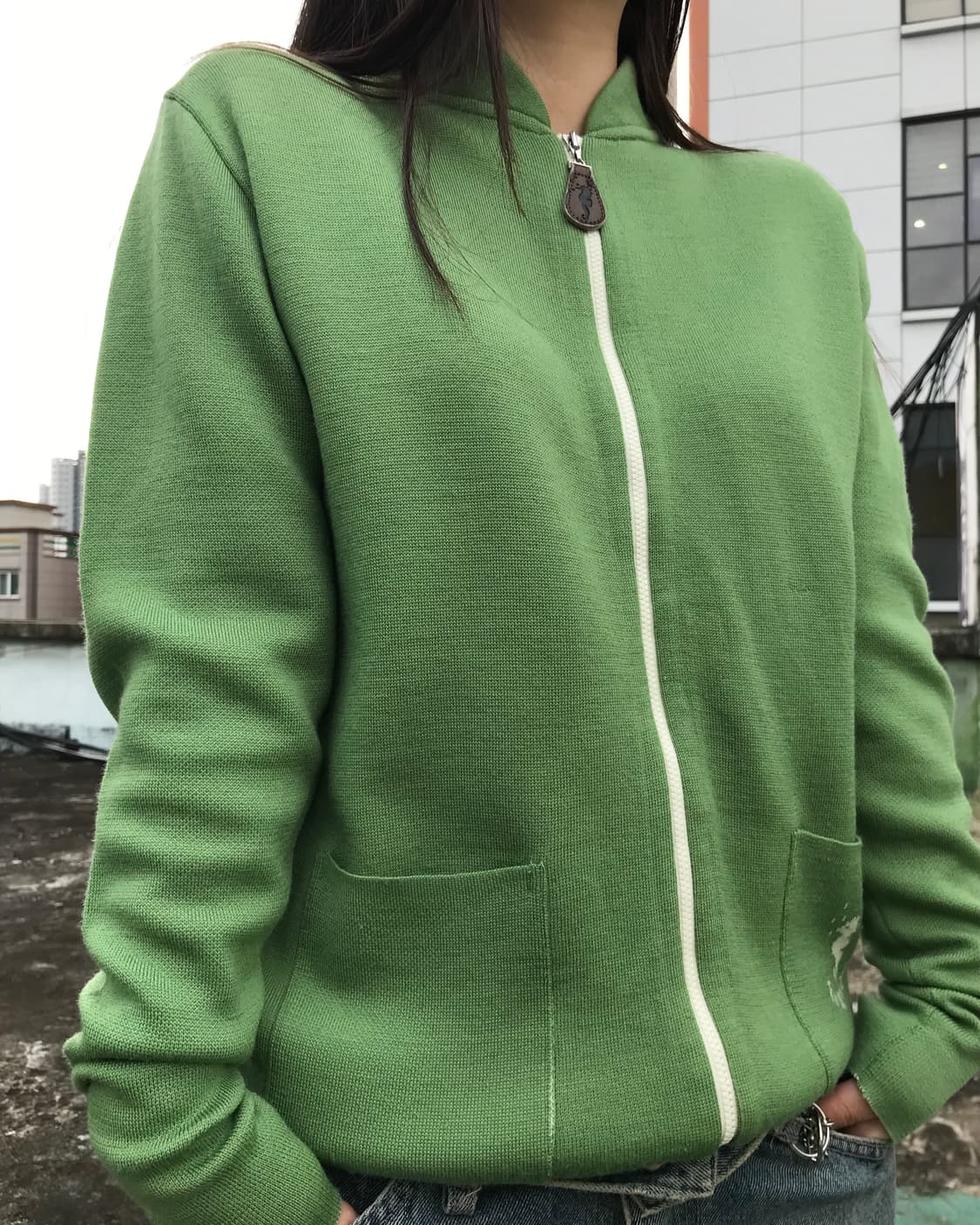 해마 연두 니트 집업 상품이미지2