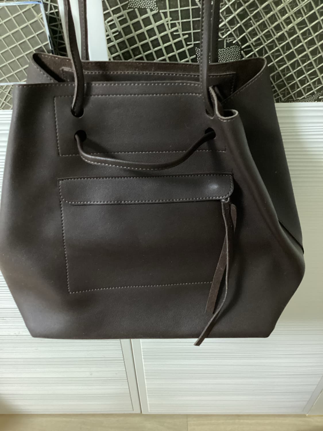 브라운 레더 버킷백 숄더백 상품이미지2