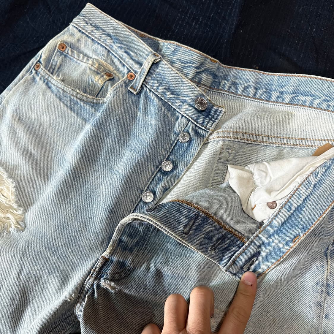 90's 리바이스 501xx 데미지 데님 팬츠 34 상품이미지2