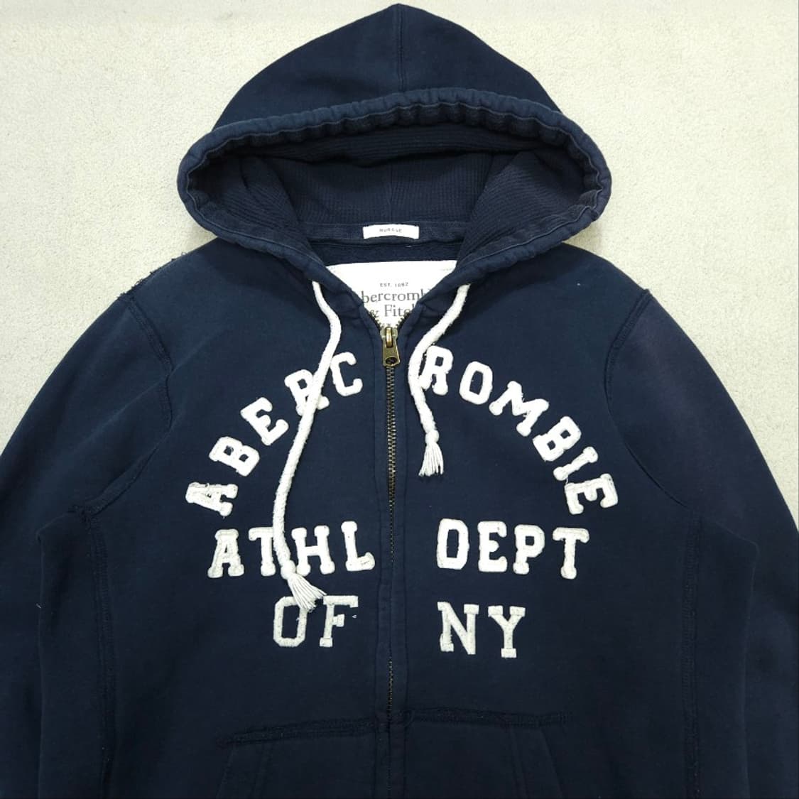 아베크롬비 아치 로고 후드 집업 M 네이비 상품이미지3