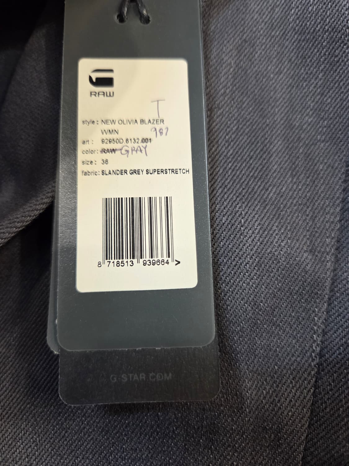 G스타 RAW 여성용 슬림핏 블레이저 그레이(36) 상품이미지6