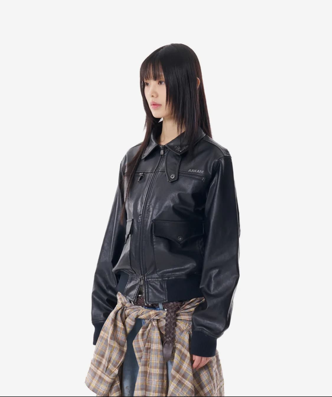 Western Collar Leather Jacket (Black) 2 상품이미지3