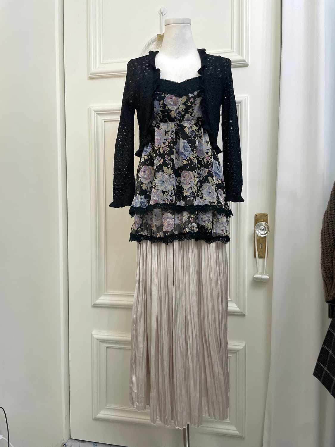 black crochet crop cardigan&flower lace 상품이미지2
