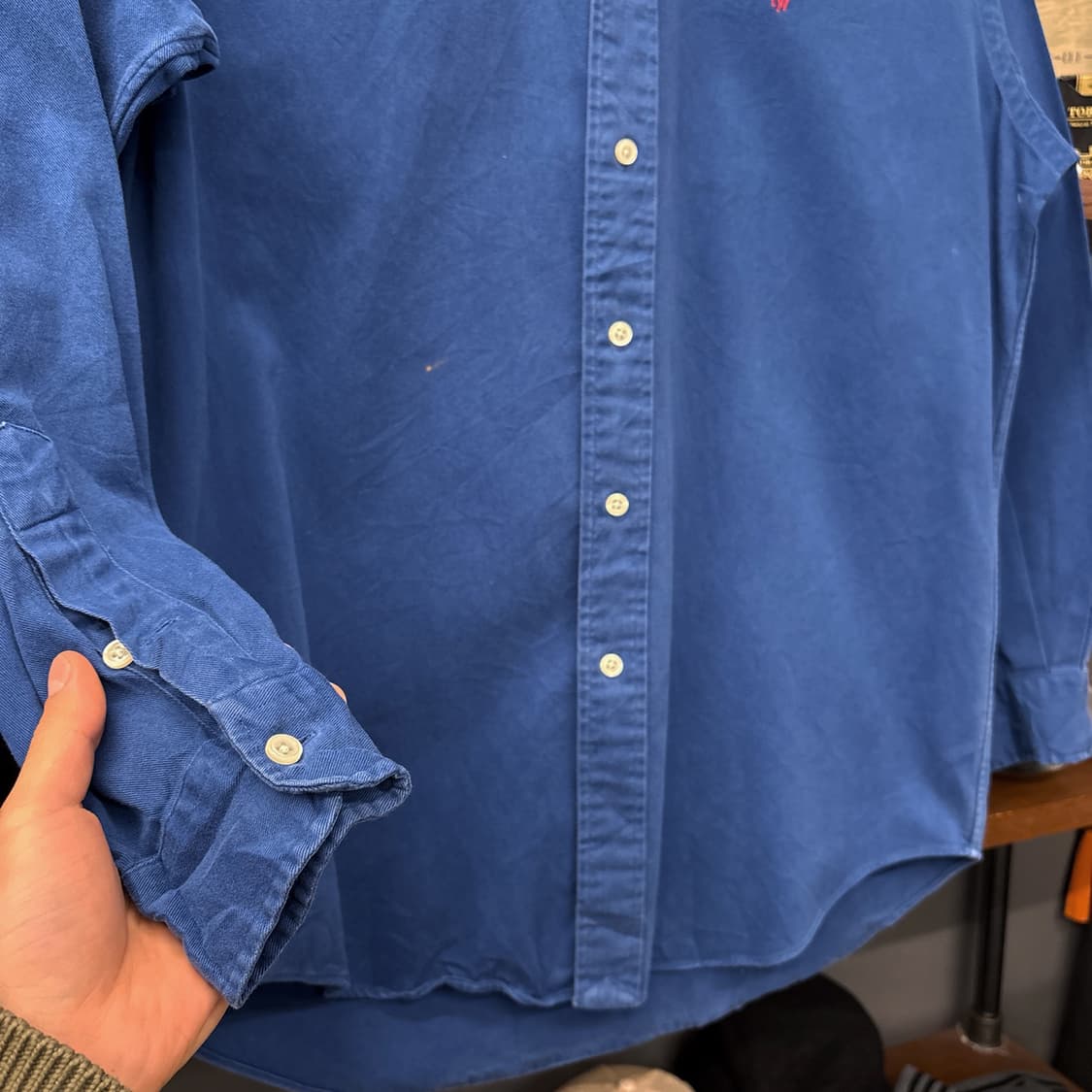 90s 폴로 랄프로렌 블레이핏 워싱블루 버튼다운 셔츠 N1096 상품이미지5