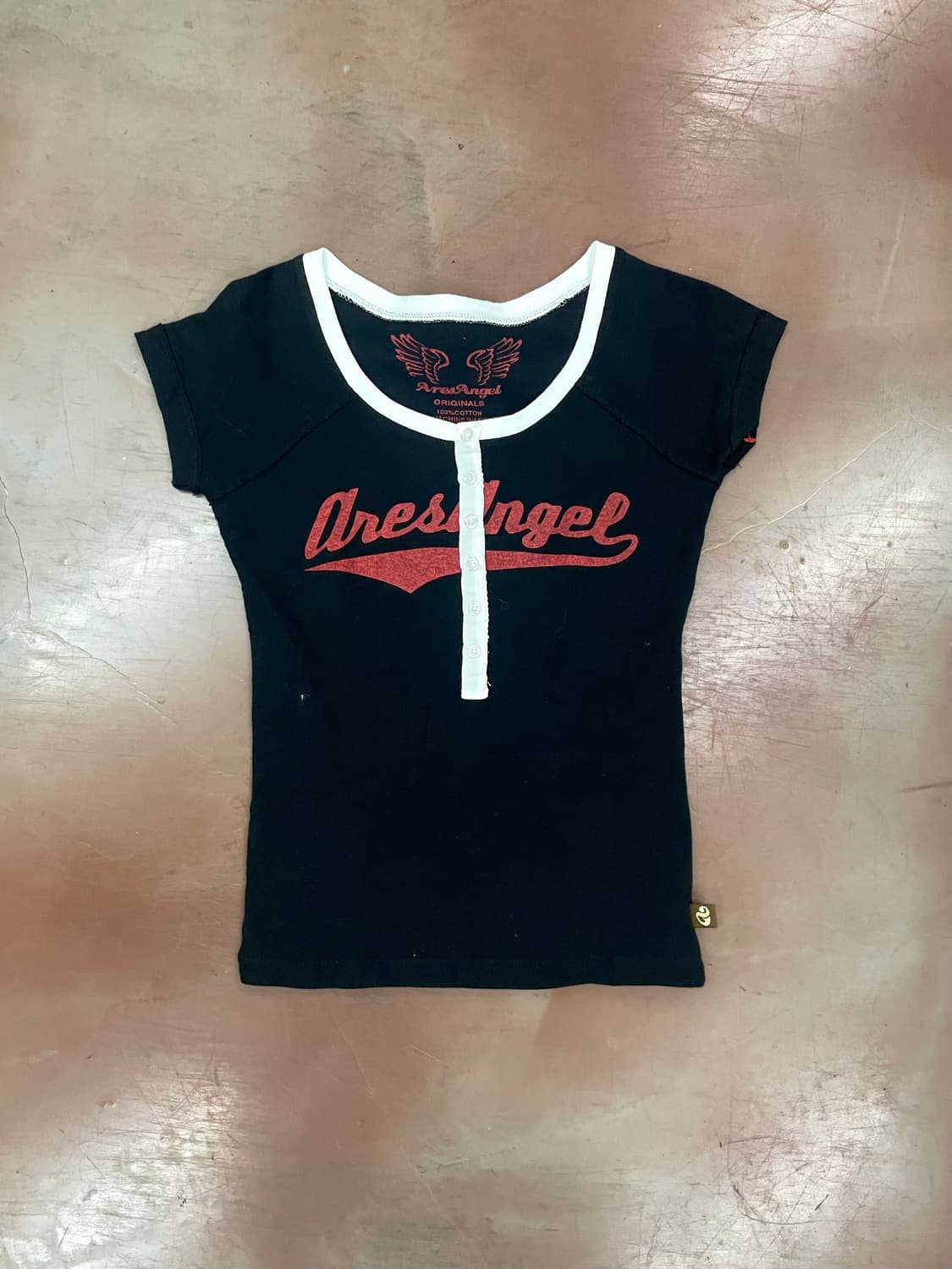  Y2K Button red lettering T-shirt 상품이미지3