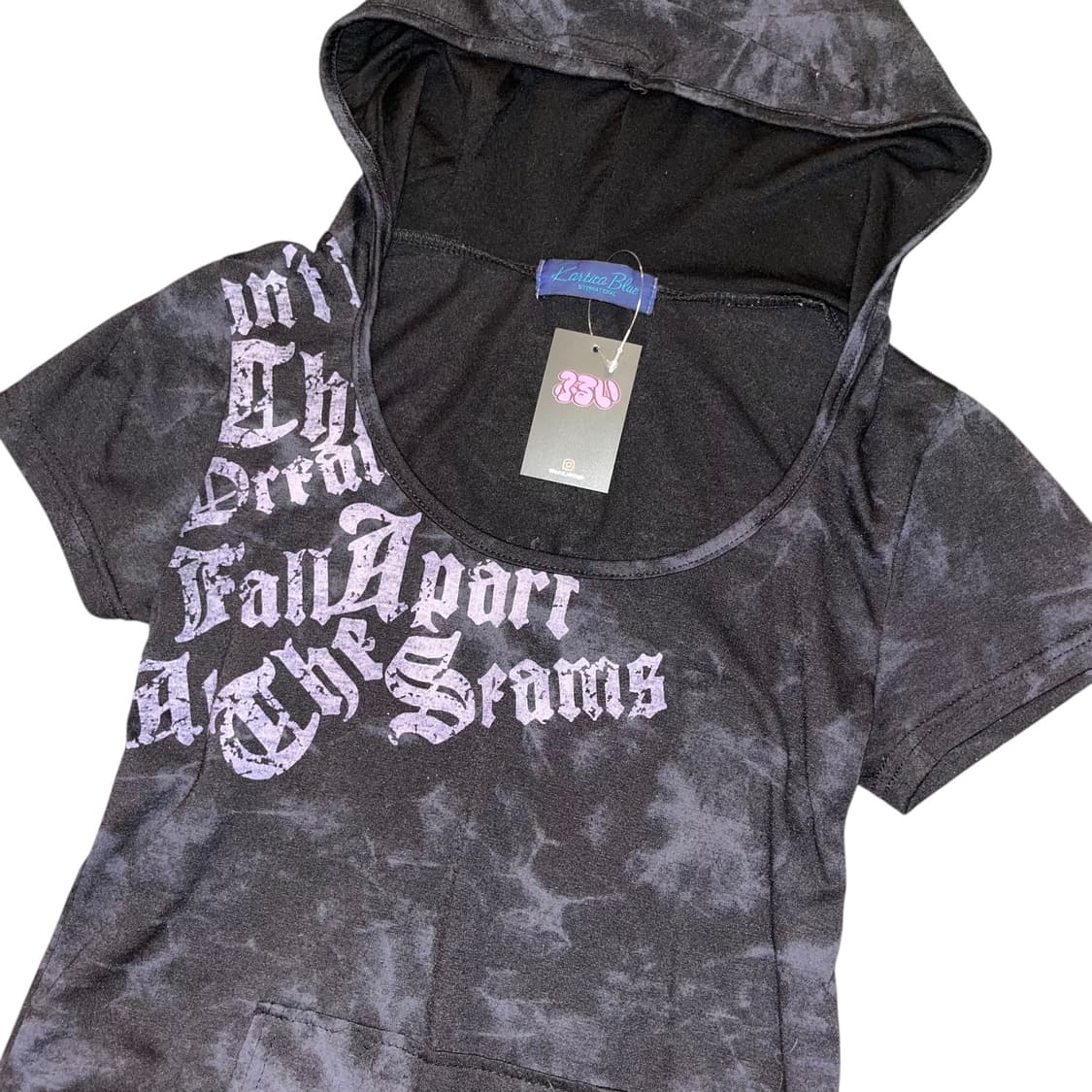 스터드 날개 나염 프린팅 반팔 후드티 펑크y2k갸루 상품이미지4