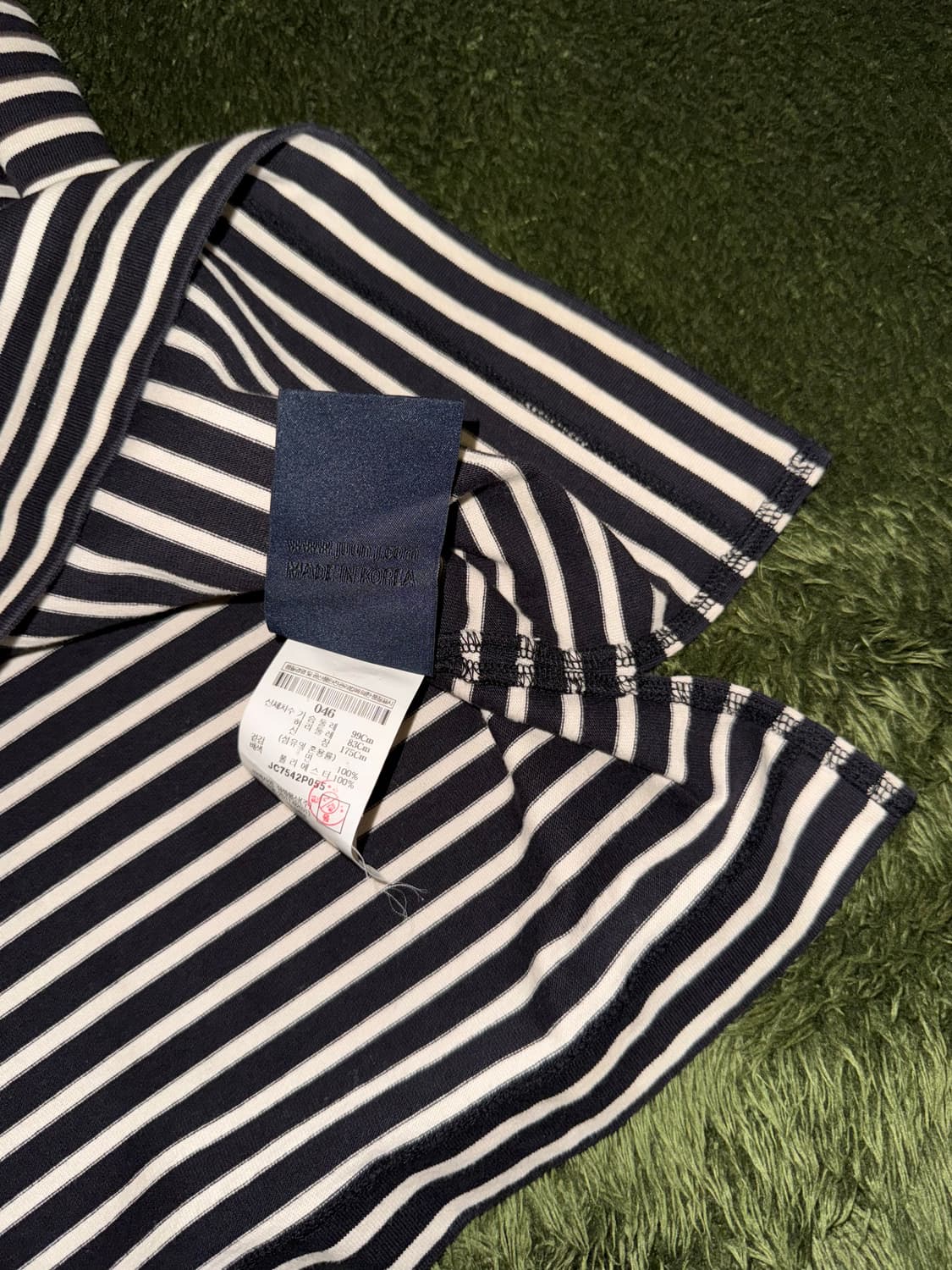 [46] 준지 스트라이프 세미 보트넥 스플릿 햄 티셔츠 상품이미지6