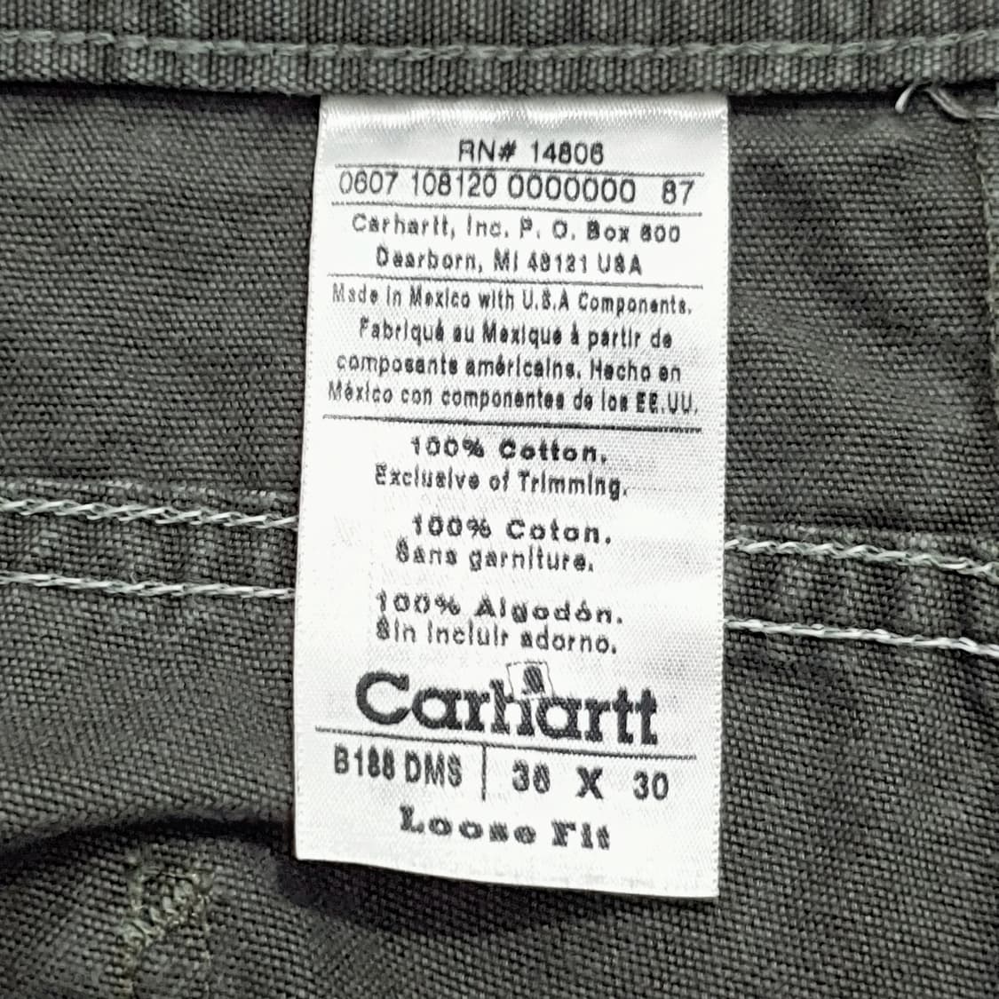 칼하트 더블니 모스그린 b188 34~36 루즈핏 경량버전 상품이미지10