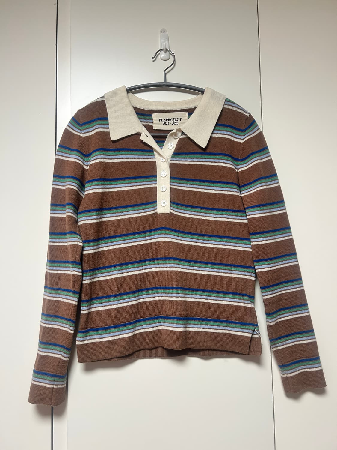 플리즈프로젝트 Stripe Knit PK shirt - brown 상품이미지5