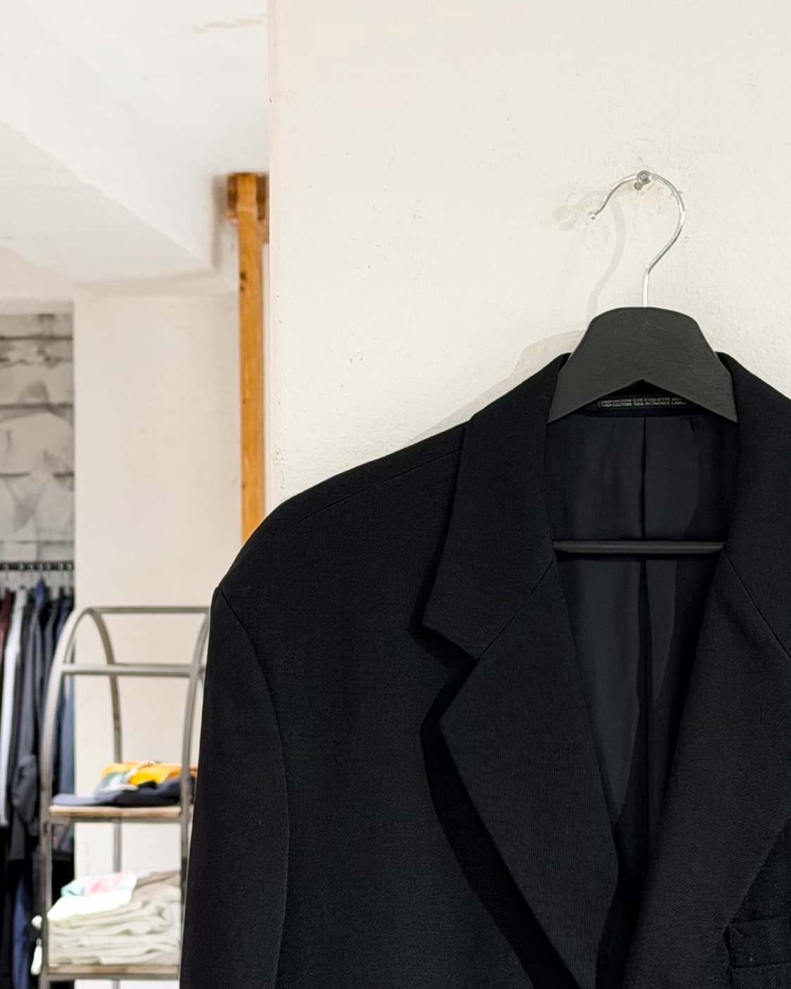 요지 야마모토 뿌르 옴므 블랙 울 개버딘 스트랩 디테일 패널 자켓 상품이미지3