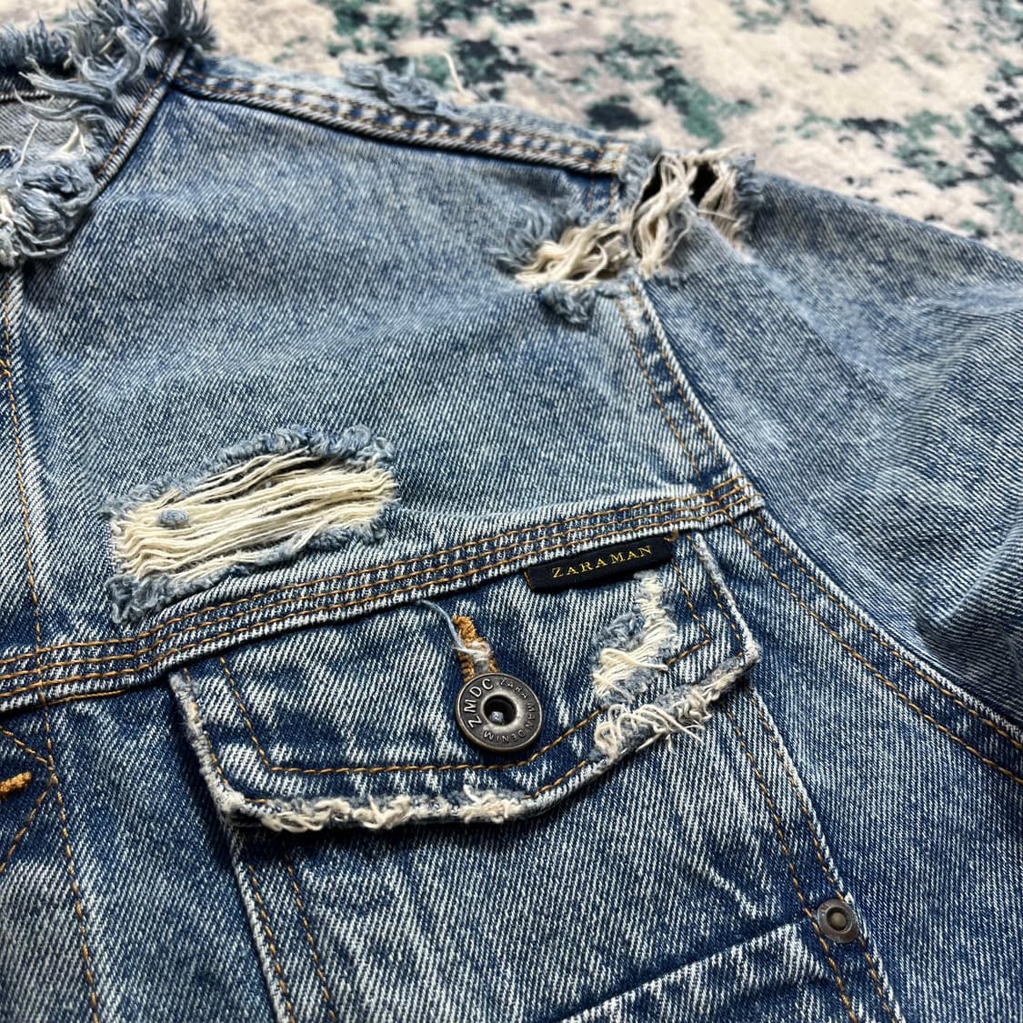 Zara man 자라 빈티지 라운드 데님 자켓 (S) 상품이미지3