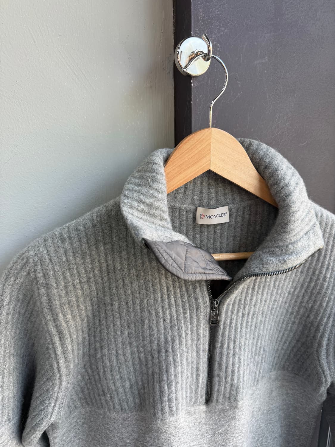 .S/ 몽클레어 투톤 골지 스웻 니트 하프집업 상품이미지5