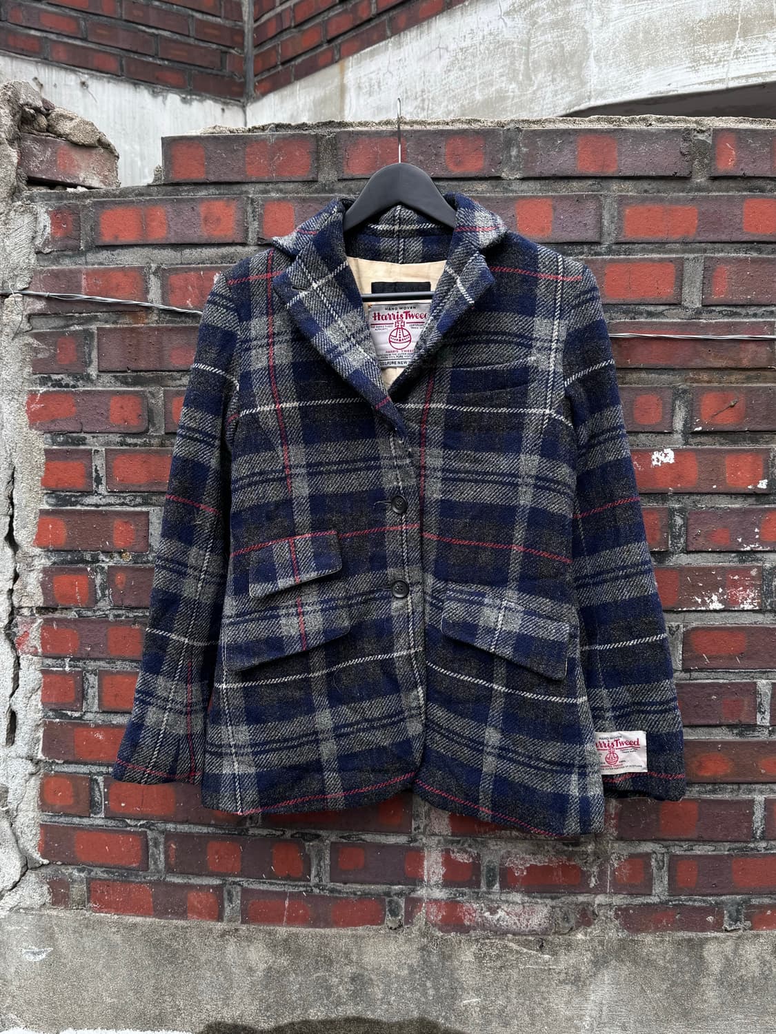 아메리칸렉시 x 해리스트위드 체크패턴 울 자켓 상품이미지1