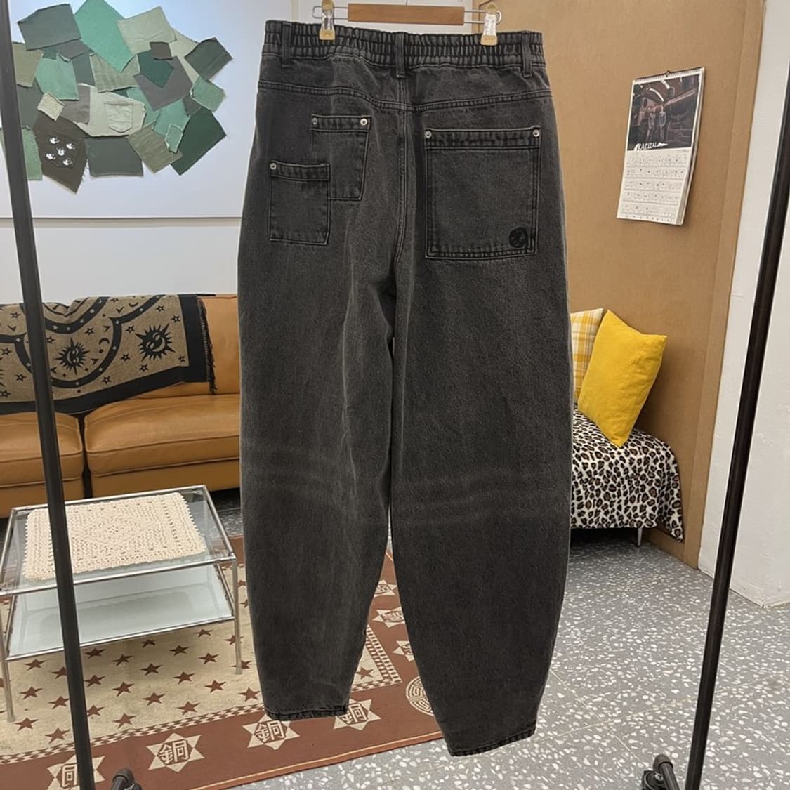 엑스톤즈 빈티지 스트릿 힙합 벌룬핏 흑청 데님팬츠 L C10368 상품이미지4