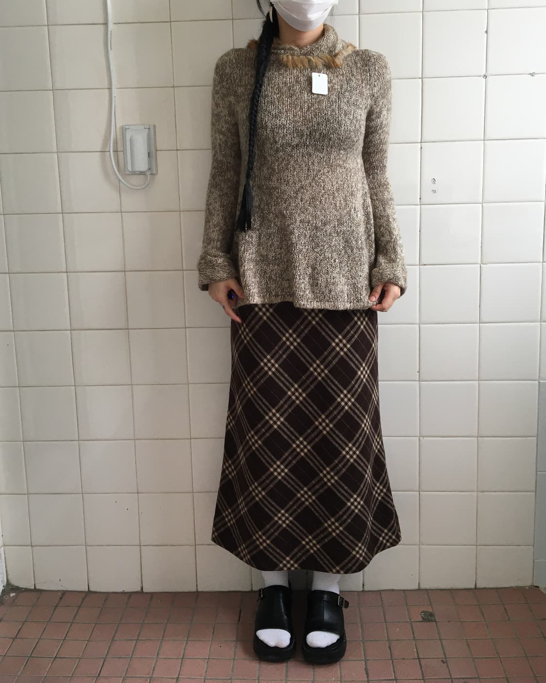 Fur trimming high neck knit 상품이미지1