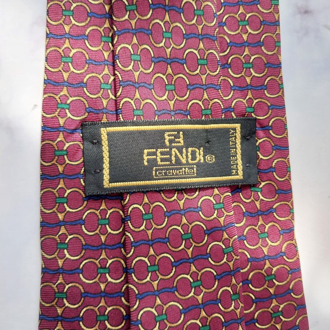 펜디 실크 브라운  체인 패턴 넥타이 9.4cm A등급 K2145
 상품이미지5