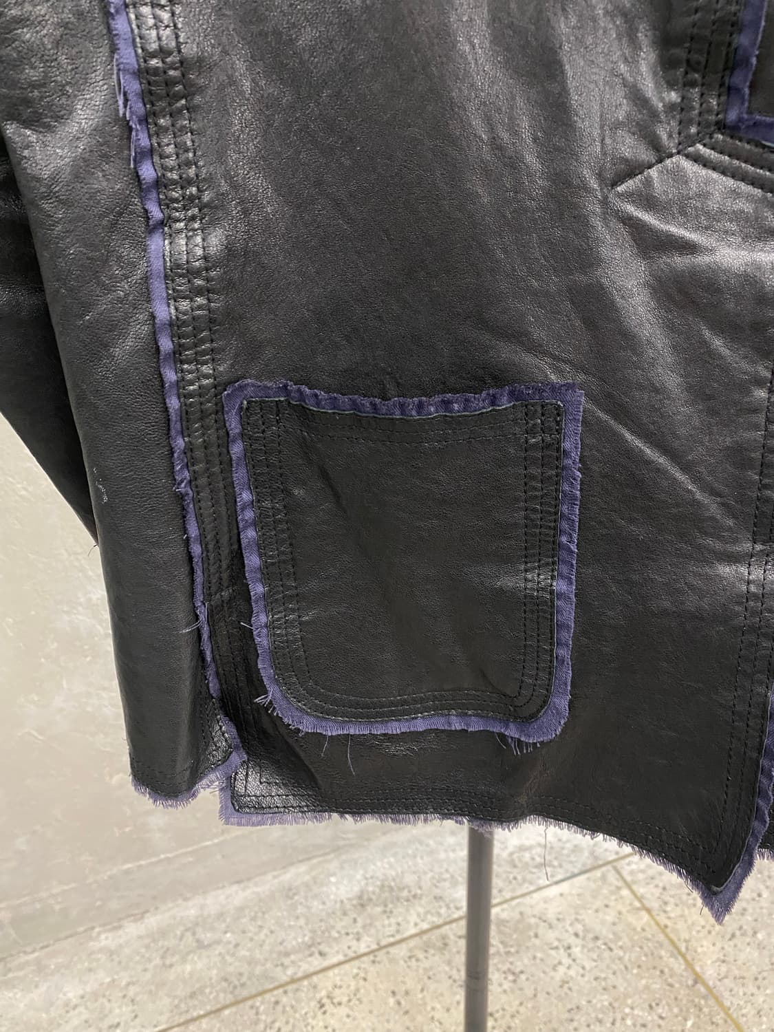 [S] Vintage 블랙 이탈리아 쉽스킨 레더 자켓 상품이미지5