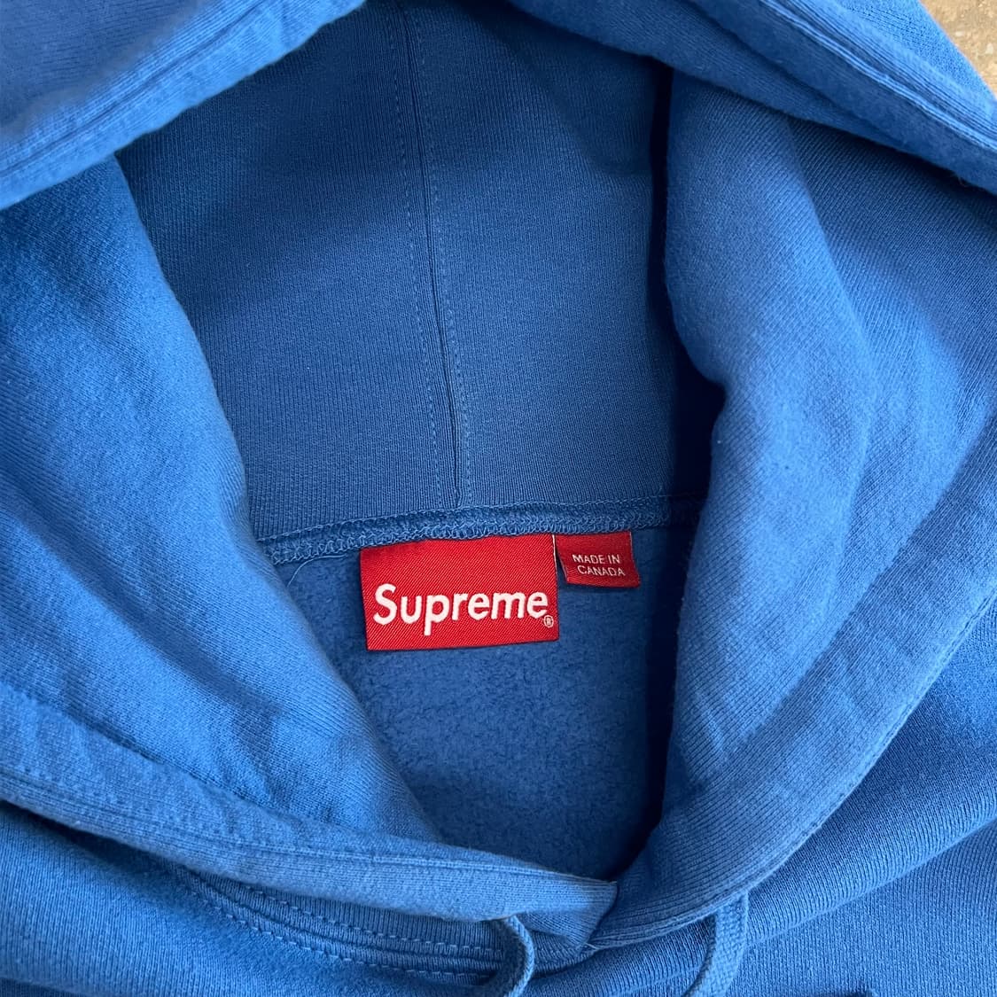 M 슈프림 기모 빅로고 자수 블루 후드티 상품이미지4