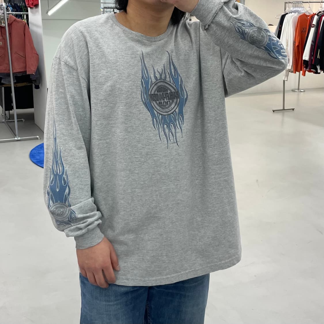 할리데이비슨 00s 블루 플레임 불꽃 롱슬리브 상품이미지2