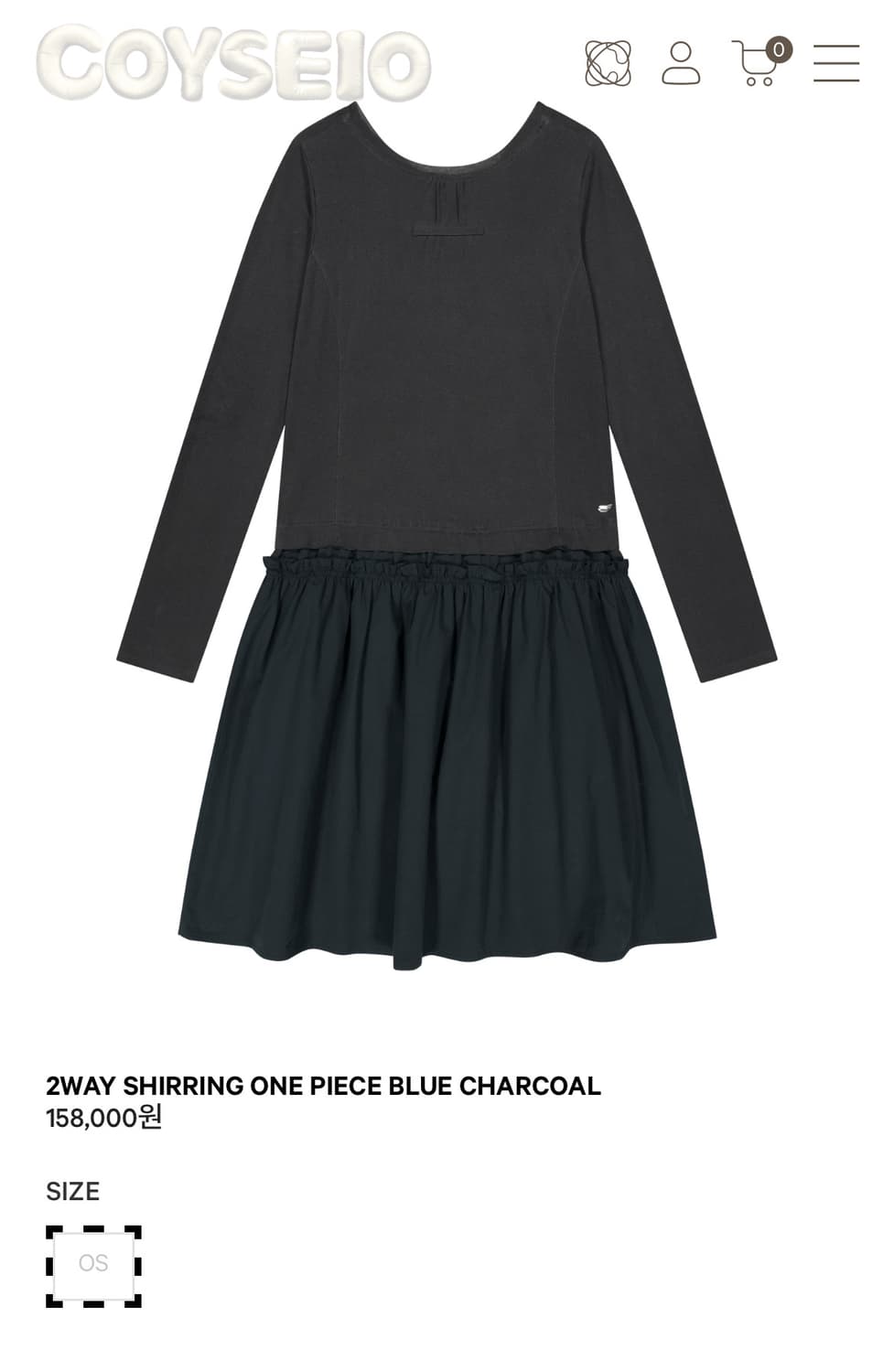 코이세이오 2WAY SHIRRING ONE PIECE BLUE CHARC 상품이미지1