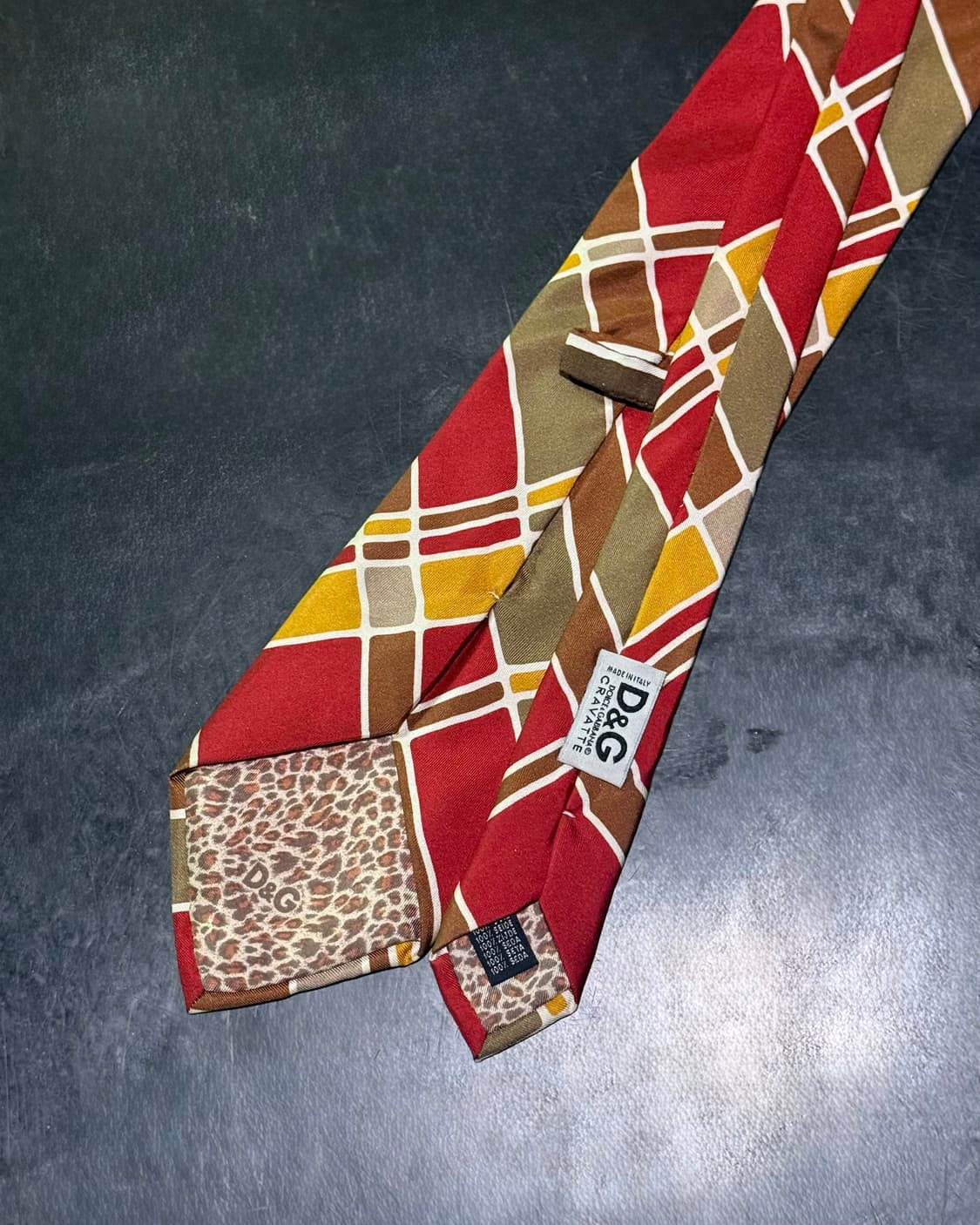 돌체앤가바나 D&G 스트라이프 에스닉 실크 넥타이 빈티지 명품 레드 빨강 상품이미지5