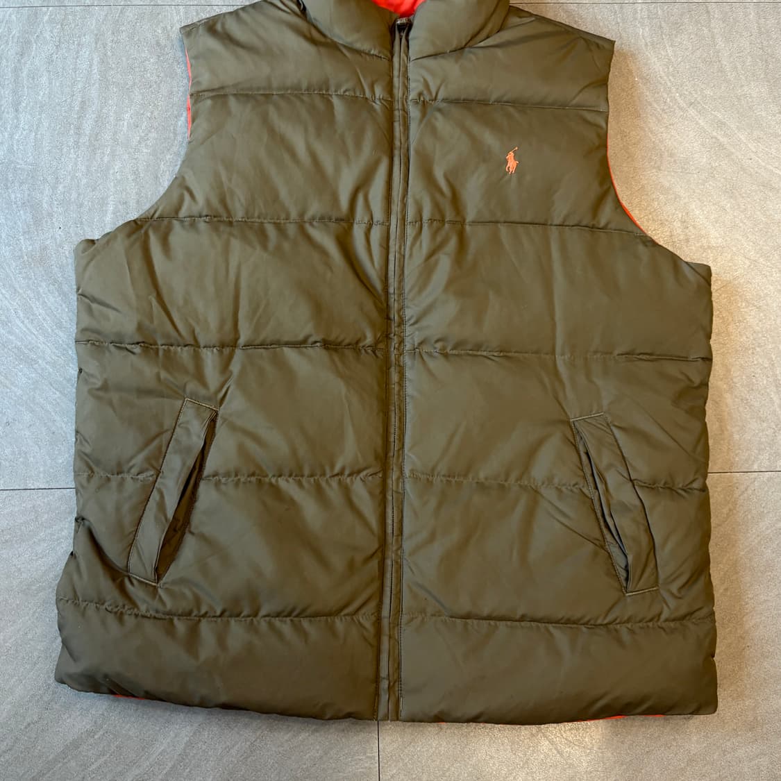 폴로 정품 브라운 , 오렌지 양면 덕다운 조끼 상품이미지7