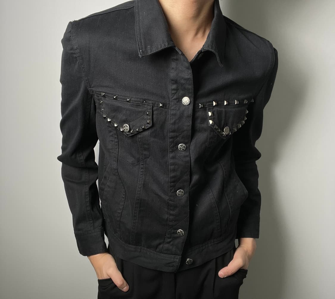 jpn vtg 빈티지 블랙 스터드 데님 자켓 M 상품이미지3