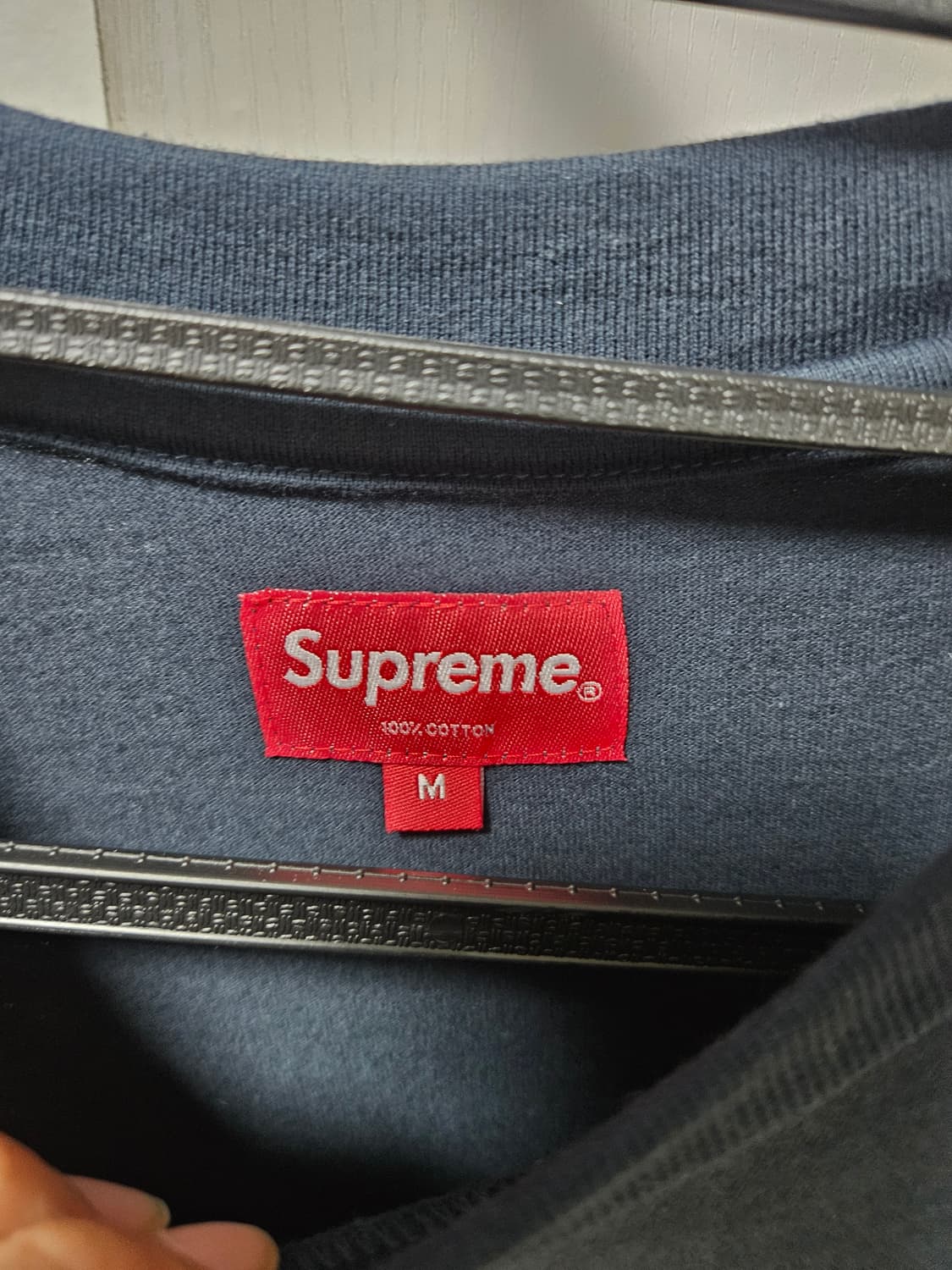 슈프림 스몰로고 반팔 Navy M 상품이미지3