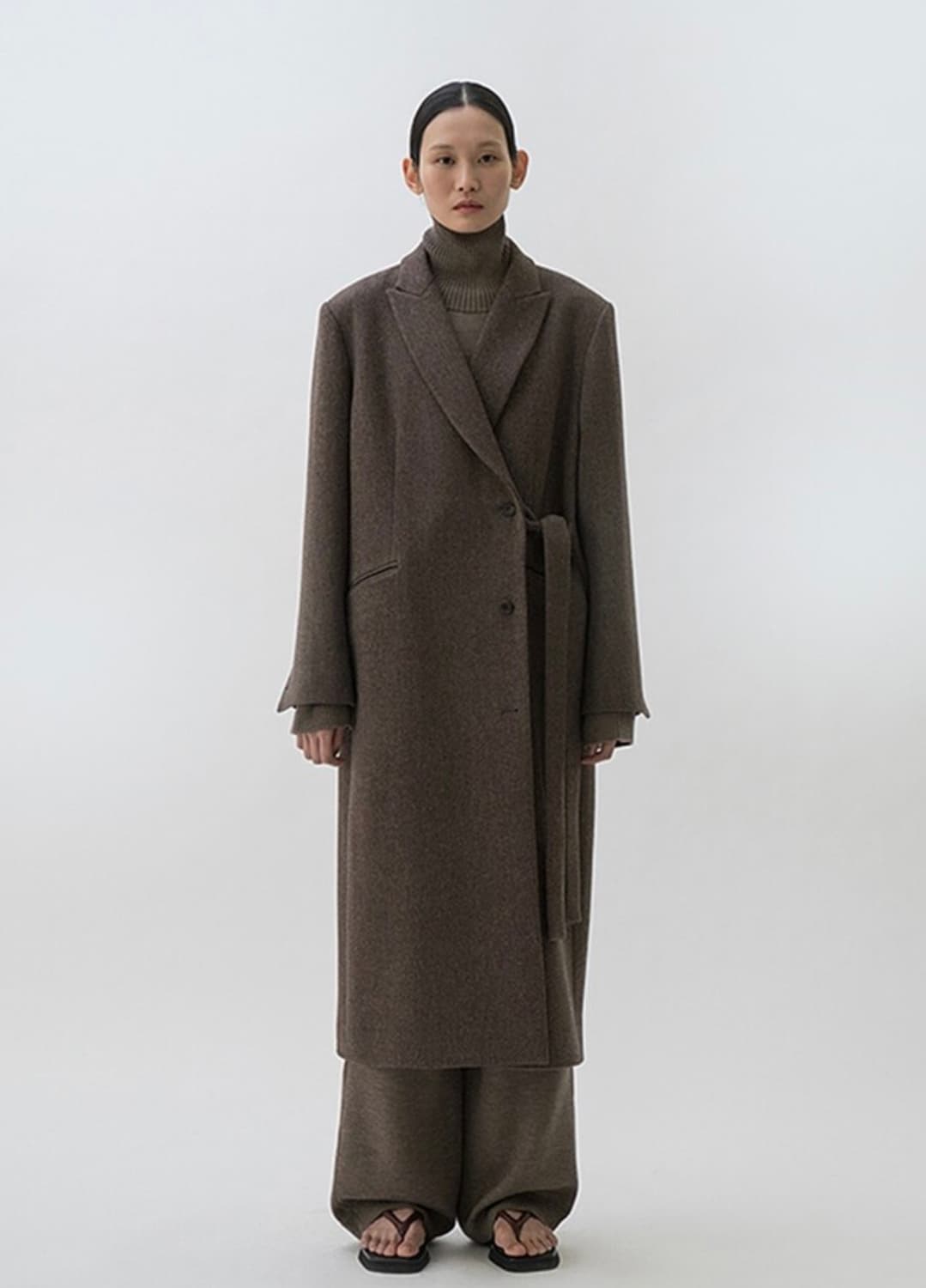 르917 SIDE BELTED COAT 브라운 상품이미지3