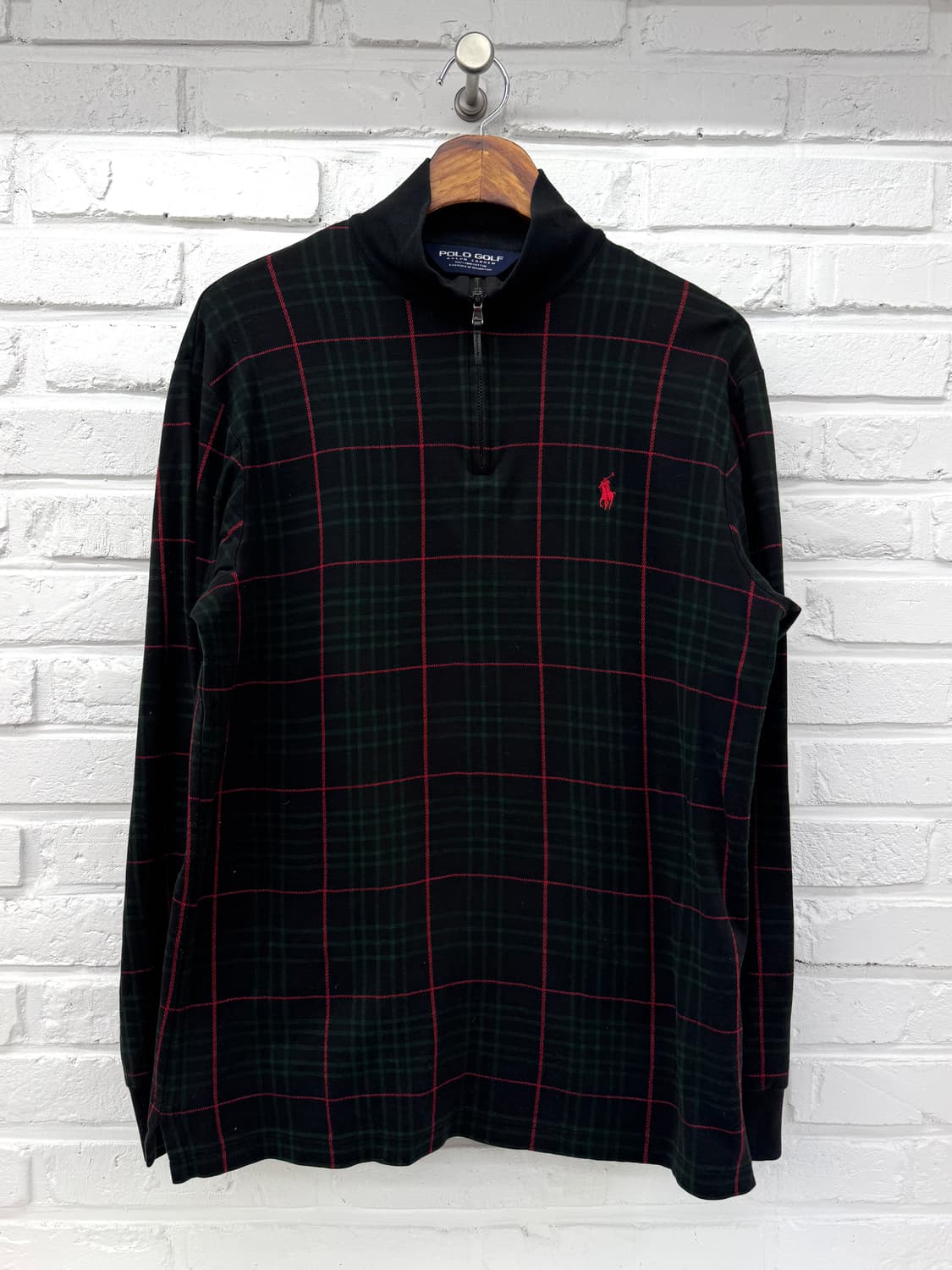 폴로 골프  그린레드 체크 반집업 롱슬리브 상품이미지3