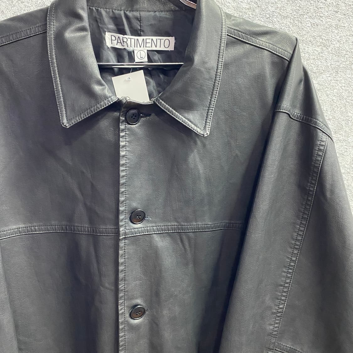파르티멘토 워시드 레더 카 코트 블랙 자켓 B4522 상품이미지3