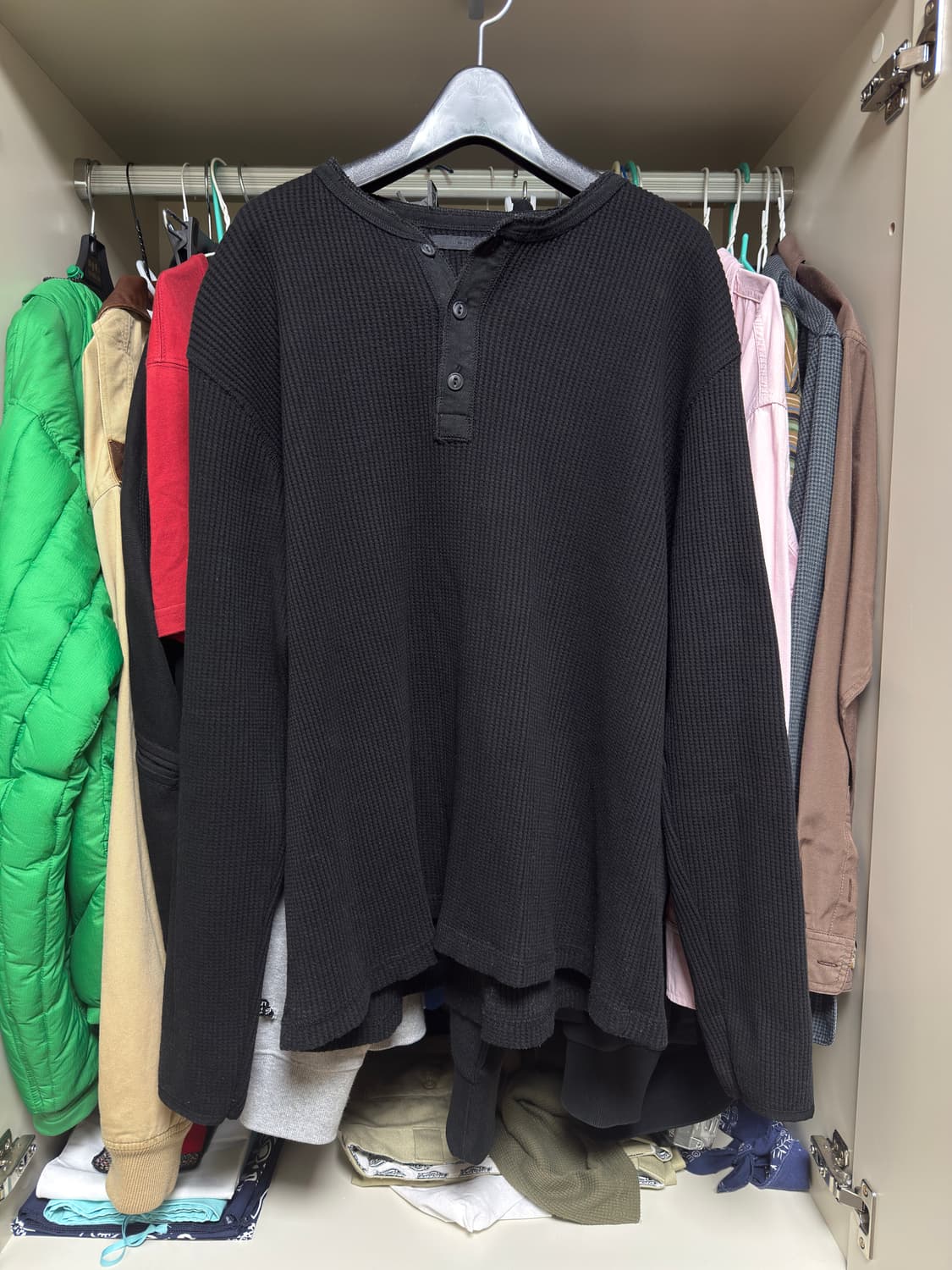 Htae 90’s Thermal Henley Neck Gym Black 상품이미지2