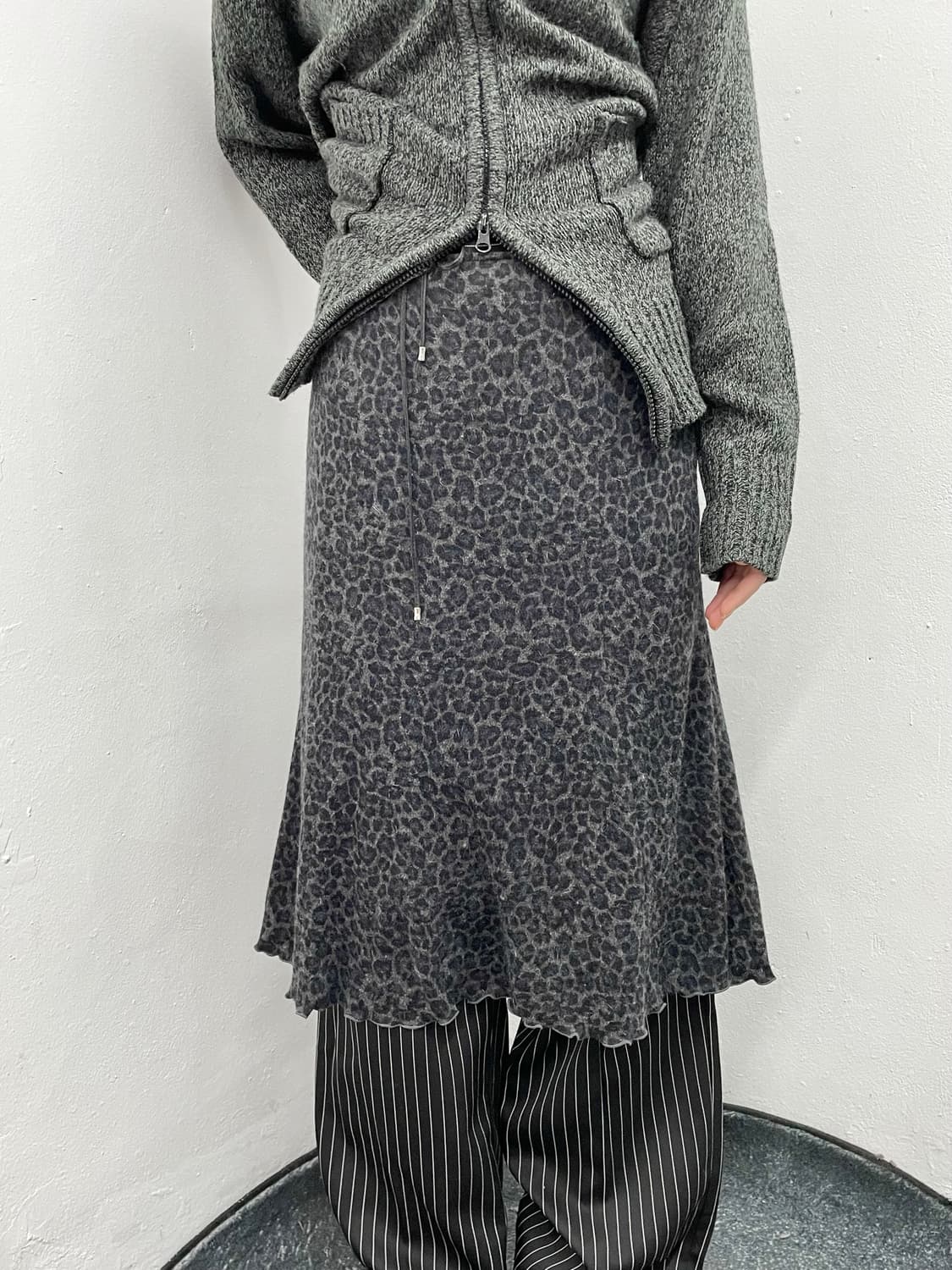 호피 헤어리 스커트 상품이미지2