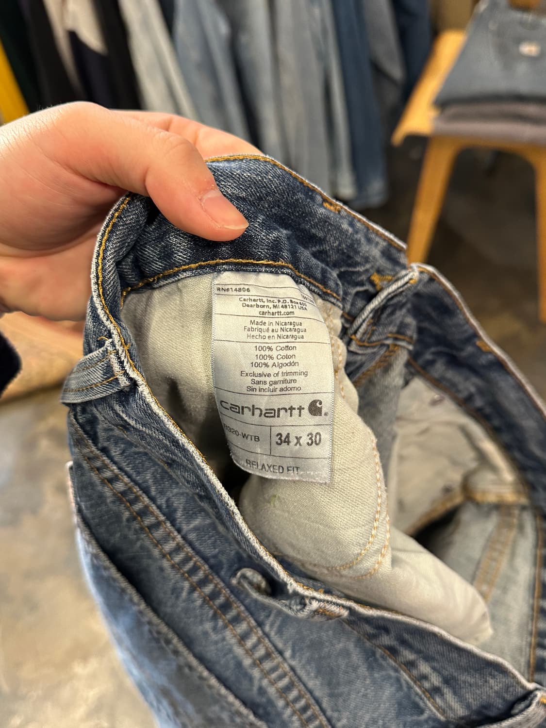 칼하트 릴렉스 스트레이트 데님팬츠 34x30 상품이미지5
