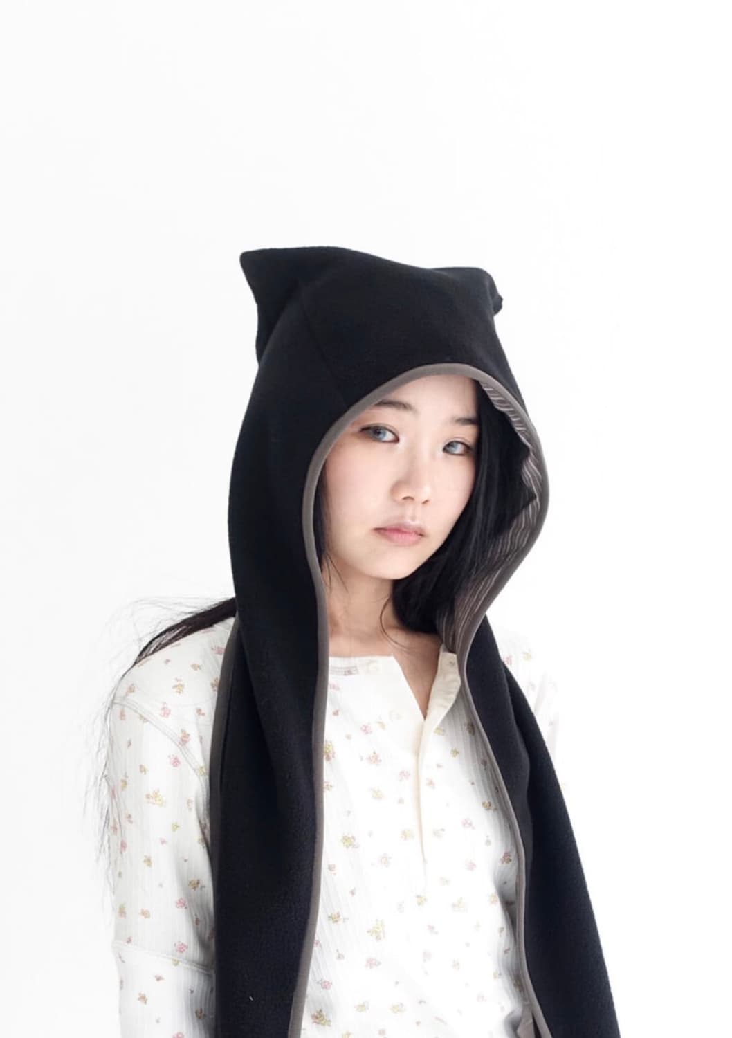 샵페어리 고양이 후드 머플러 블랙 상품이미지1