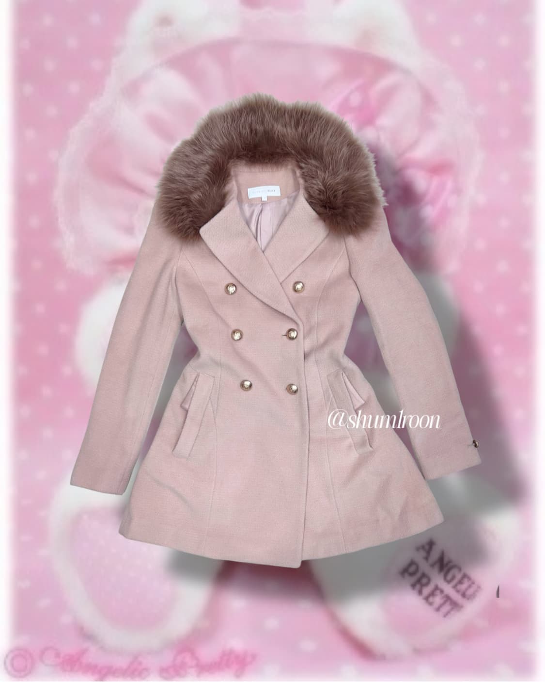 [울60%] 도도한 갸루 허리잘록 퍼코트 핑크 상품이미지1