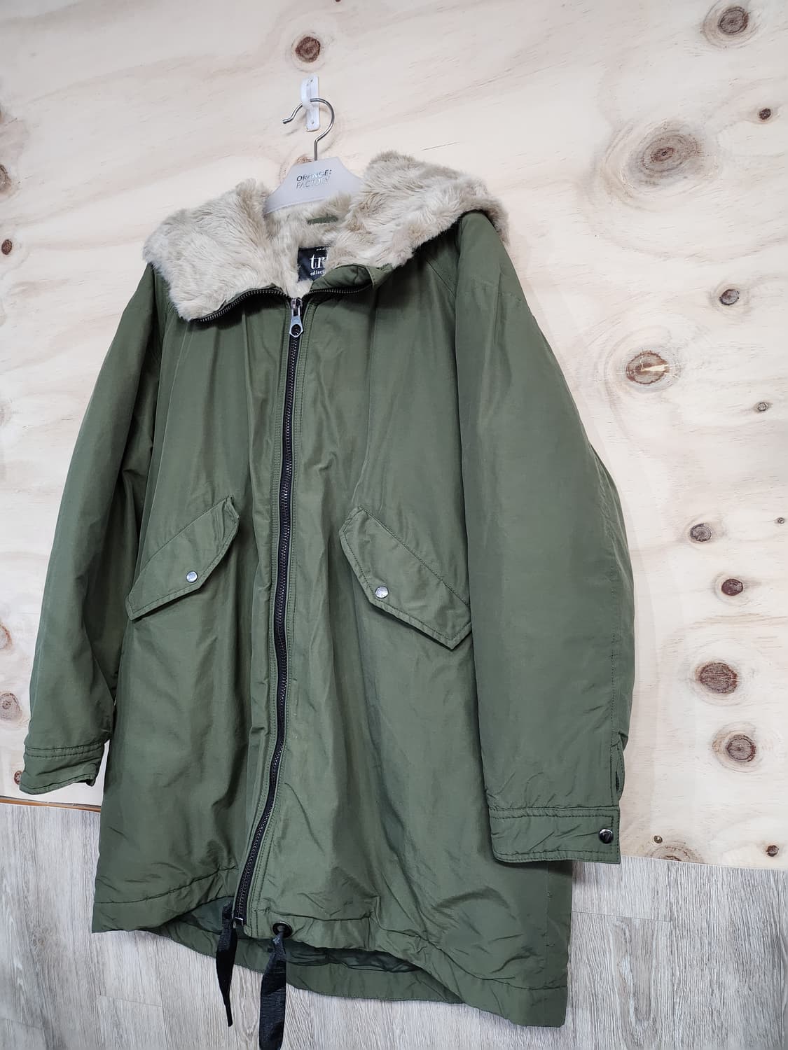 465) 자라 TRF 카키색 퍼 후드 야상 점퍼 상품이미지3