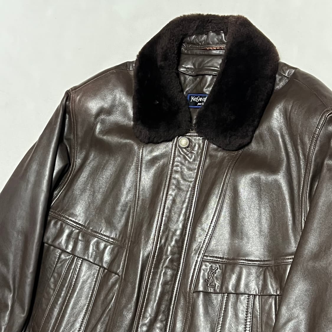 95 입생로랑 브라운 램스킨 무스탕 양가죽 자켓 상품이미지1