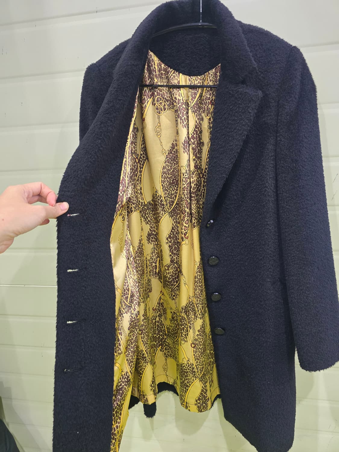 블랙 롱 코트 (안감 패턴) 상품이미지6