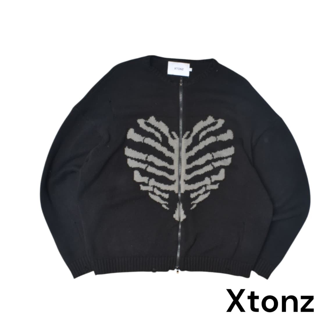  엑스톤즈 오버핏 본 니트 집업 자켓 XL N0514 상품이미지3